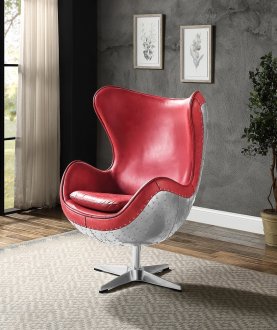 Brancaster AC01990 Accent Chair w/Swivel in Red Leather by Acme