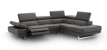 Annalaise Recliner Leather Sectional Sofa in Dark Gray by J&M [JMSS-Annalaise Dark Gray]
