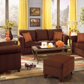 Chocolate or Butter Chenille Fabric Contemporary Livng Room Sofa