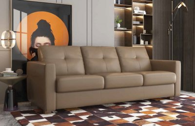 Noci Sofa w/Sleeper LV01293 in Khaki Leather by Mi Piace