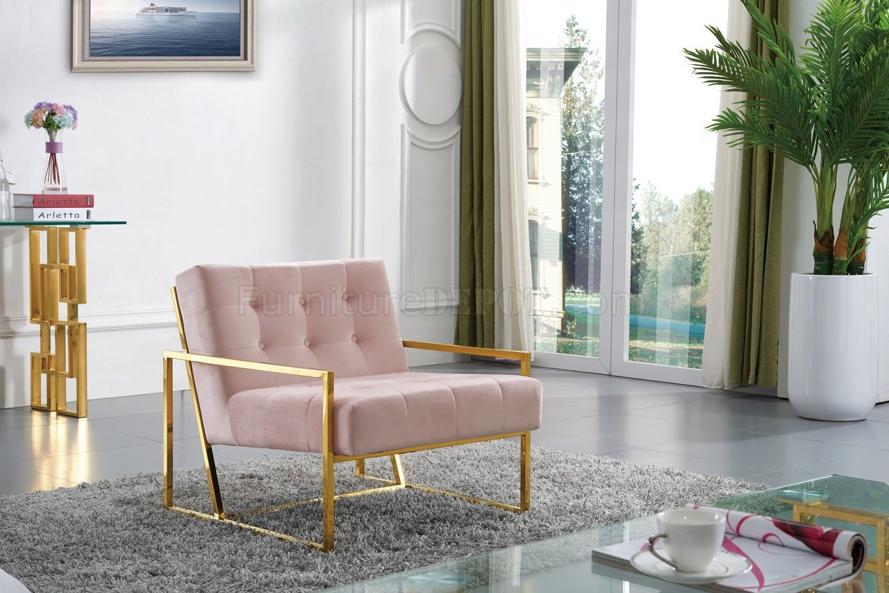 Pierre Accent Chair 523 in Pink Velvet Fabric by Meridian
