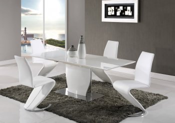 D2279 Dining Table in White by Global w/Optional White Chairs [GFDS-D2279DT-D9002DC-WH]