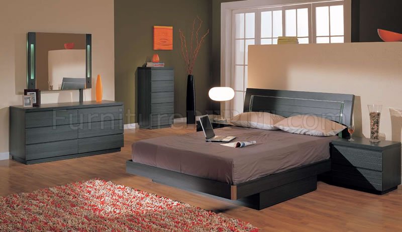 Ash Finish Modern 5pc Bedroom Set W, Queen Size Storage Bed Sets