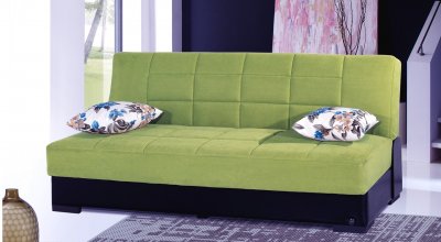 Planet Sofa Bed Convertible in Green Microfiber by Rain