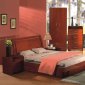 Cherry High Gloss Finish Contemporary Bedroom Set