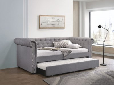 Justice Daybed 39405 in Smoke Gray Fabric by Acme w/Trundle