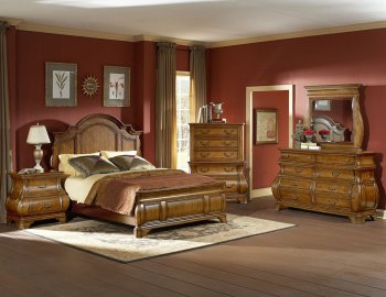 Warm Brown Finish Traditional Style Bedroom w/Optional Items [HEBS-1436]