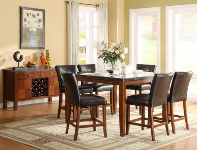 Cherry Classic Counter Height Dining Table w/Faux Marble Top