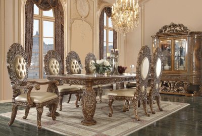 Constantine Dining Table DN00477 Brown & Gold by Acme w/Options
