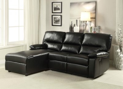 Artha Motion Sofa 51555 in Black Bonded Leather Match by Acme