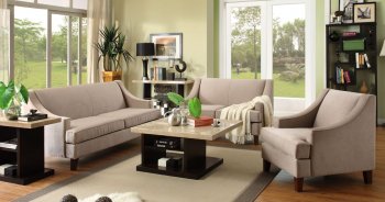 9993 Copely Sofa by Homelegance in Brown-Beige Fabric w/Options [HES-9993 Copely]