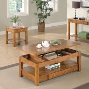 Oak Finish Modern Lift Top Coffee Table w/Options