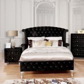 Alzir Bedroom CM7150BK in Black Flannelette Fabric w/Options