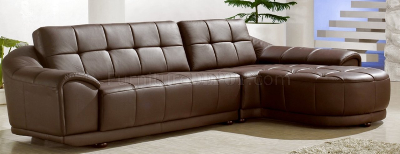 Chocolate Brown Bonded Leather Modern Stylish Sectional Sofa - Click Image to Close