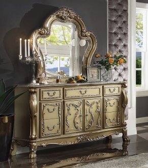 Dresden Dresser 23165 Gold Tone Patina by Acme w/Optional Mirror