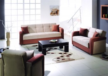 Beige & Brown Contemporary Living Room w/Fold-Down Sleeper Sofa [IKSB-VISION-Rainbow Beige Brown]