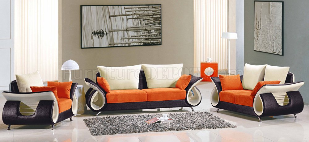 Multi-Tone Fabric Modern 3Pc Sofa, Loveseat & Chair Set - Click Image to Close