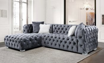 LCL-018 Sectional Sofa in Gray Velvet [BDSS-LCL-018 Gray]