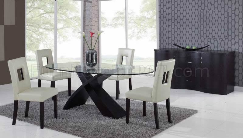 Clear Glass Top Modern Dining Table w/Optional Chairs & Buffet - Click Image to Close