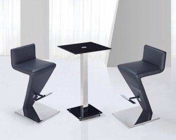 MD096BT Bar Set 3Pc in Black by Global w/2 Bar Stools [GFBA-MD096BT- MB02BS]