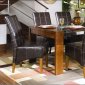 Walnut Solid Finish Modern Dining Room With Full Leather Chairs