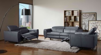 Lorenzo Power Motion Sofa in Blue-Grey Leather by J&M w/Options [JMS-Lorenzo Blue-Grey]