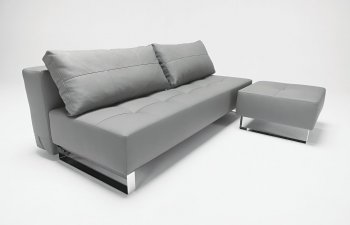 Grey or White Leatherette Sofa Bed Convertible By Innovation [INSB-Supremax-Grey]