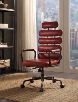 Calan Office Chair 92109 in Vintage Red Top Grain Leather - Acme [AMOC-92109-Calan Vintage Red]