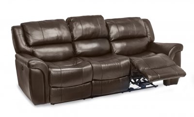 Dawson Power Reclining Sofa Set in Brown Leather Match