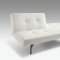 White or Grey Leatherette Convertible Sofa Bed by Innovation