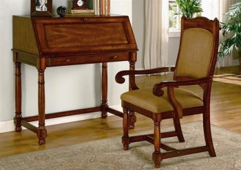 Lustrous Brown Cherry Finish Secretary Desk w/Optional Chair [CROD-462-800717]