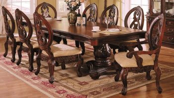Dark Cherry Formal Dining Room Table w/Carving Details [AMDS-09955-Versailles]