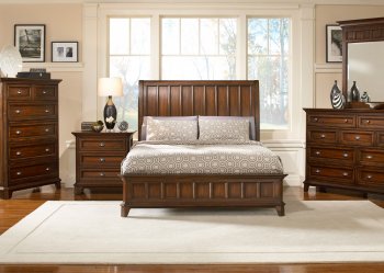 Brown Whiskey Finish Transitional Platform Bed w/Options [LFBS-114-BR]