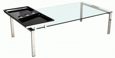 8151 Clear Glass Cocktail Table by Chintaly w/Motion Tray
