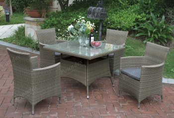 215 Outdoor Patio 5Pc Table Set in Tan by Poundex w/Options [PXOUT-215]