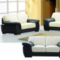 Contemporary Brown and Beige Leather Living Room Set