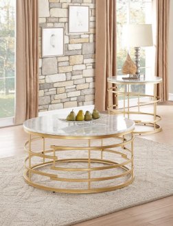 Brassica Coffee & 2 End Table 3608-01 in Gold by Homelegance
