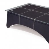 Modern Coffee Table with Black Faux Leather Upholstery