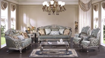 Zara Teal Traditional Sofa & Loveseat Set in Fabric w/Options [ADS-Zara Teal]