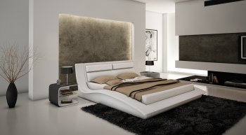 Wave Bed in White Leatherette by J&M w/Options [JMBS-Wave White]