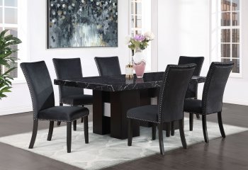 D03DT Dining Room Set 5Pc in Black by Global w/D03DC Chairs [GFDS-D03DT-D03DC Black]