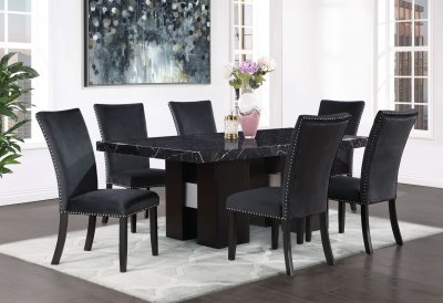 D03DT Dining Room Set 5Pc in Black by Global w/D03DC Chairs