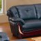 Black Leather Stylish Living Room W/Cherry Wooden Trims