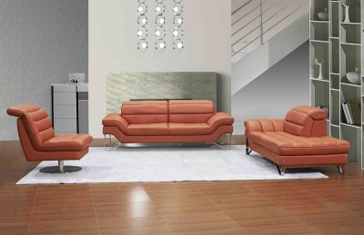Astro Sofa in Pumpkin Leather by J&M w/Options