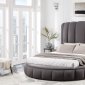 Snow Upholstered Circle Bed in Gray Fabric by Global