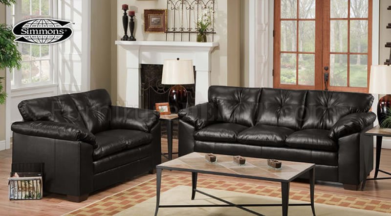 Black Bonded Leather Sofa Loveseat, Black Leather Sofa And Loveseat Set