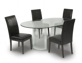 Clear Glass Oval Top Modern Dining Table w/Optional Chairs [CYDS-Cbase]