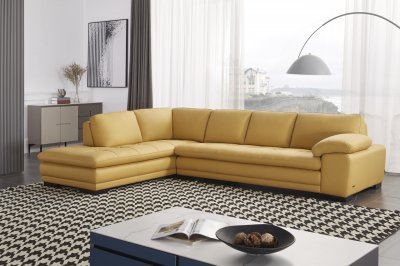 ML157 Sectional Sofa in Mustard Leather by Beverly Hills