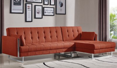 Andrea Sectional Sofa Bed in Orange by At Home USA
