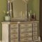 White Wash Finish Classic 5Pc Bedroom Set w/Marble Tops & Posts